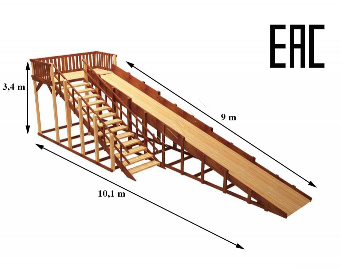 Зимняя деревянная игровая горка TORUDA Север - 8 (скат 9 м)